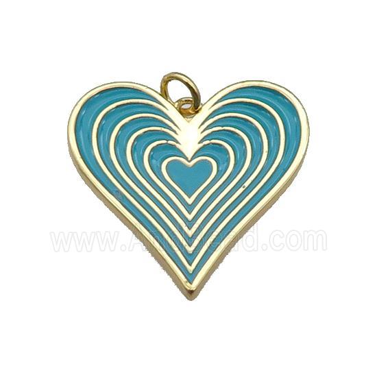 copper Heart pendant with teal enamel, gold plated