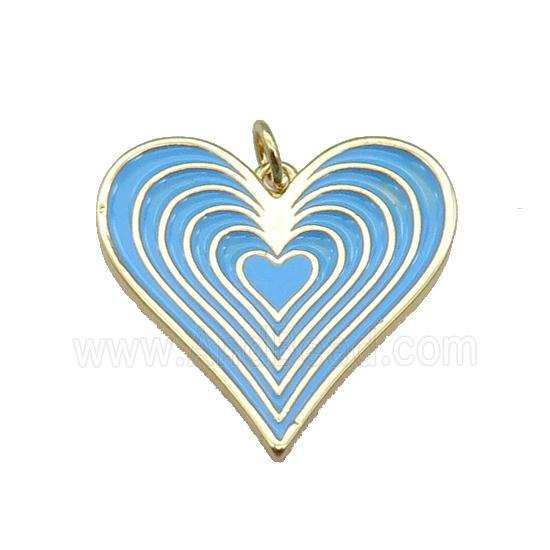 copper Heart pendant with blue enamel, gold plated