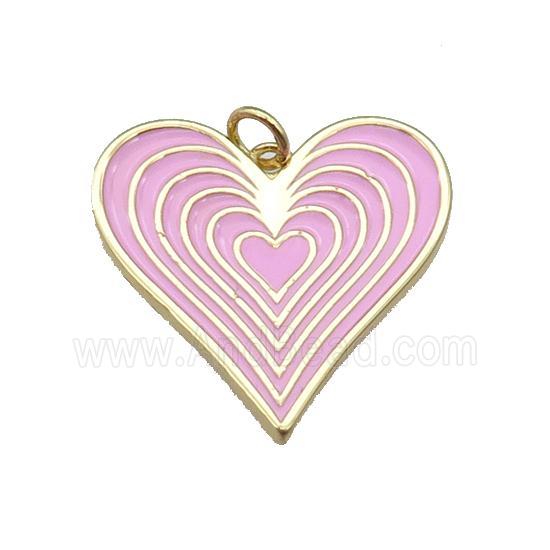 copper Heart pendant with pink enamel, gold plated