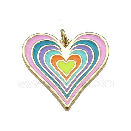 copper Heart pendant with multicolor enamel, gold plated