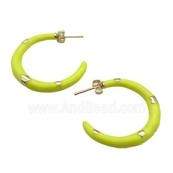 copper Stud Earring with yellow enamel, gold plated