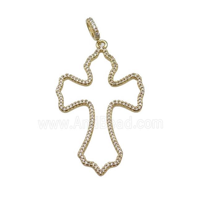 copper cross pendant paved zircon, gold plated