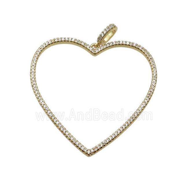 copper Heart pendant paved zircon, gold plated
