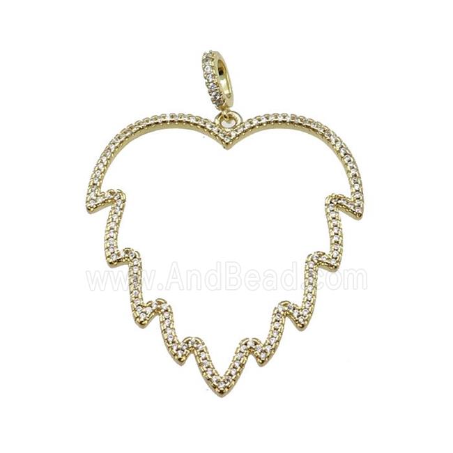 coper Leaf pendant paved zircon, gold plated