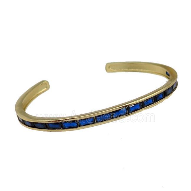 copper Bangles paved darkblue zircon, gold plated