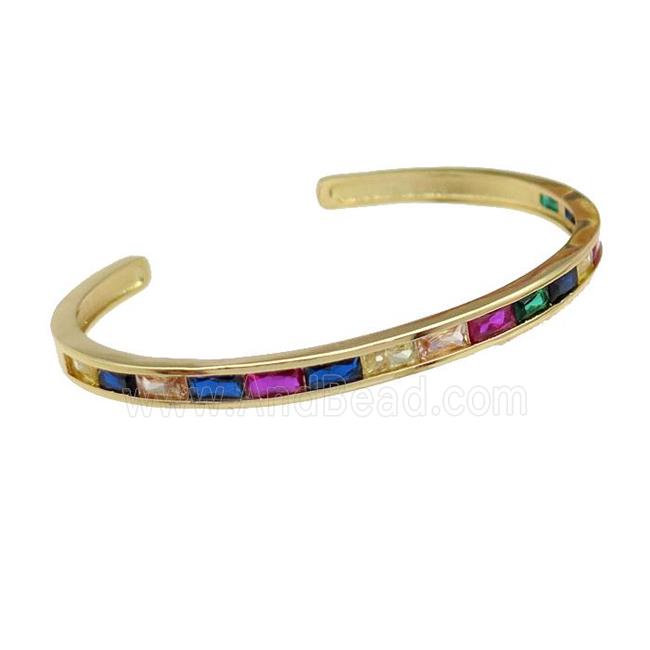 copper Bangles paved mix zircon, gold plated