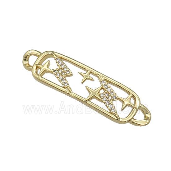 copper Lightning connector paved zircon, star, gold plated