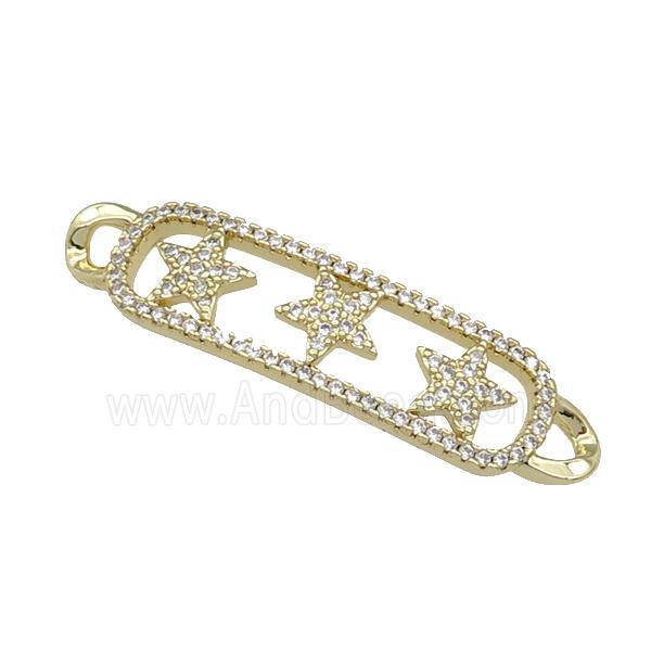copper Star connector paved zircon, gold plated