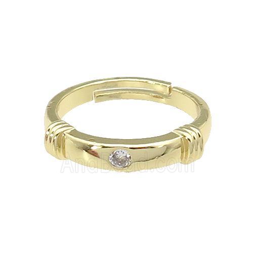 copper Rings paved zircon, adjustable, gold plated