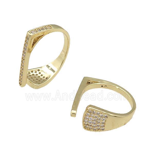 copper Rings paved zircon, gold plated
