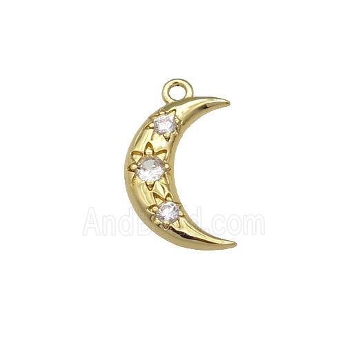copper Moon pendant paved clear zircon, gold plated
