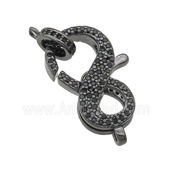 copper Lobster Clasp paved zircon, black plated