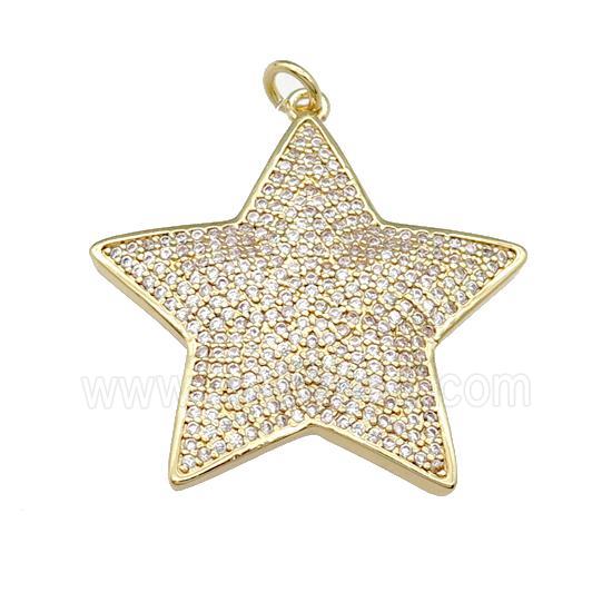 copper Star pendant paved zircon, gold plated