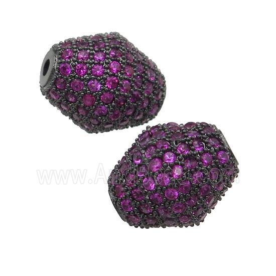 copper bicone Beads paved hotpink zircon, black plated
