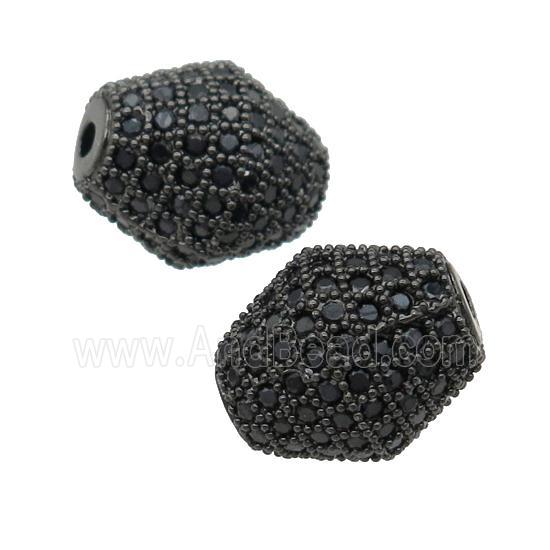 copper bicone Beads paved black zircon, black plated