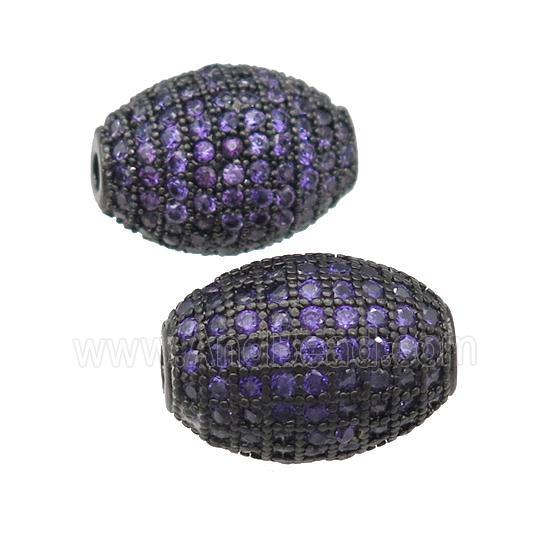 copper barrel Beads paved purple zircon, black plated