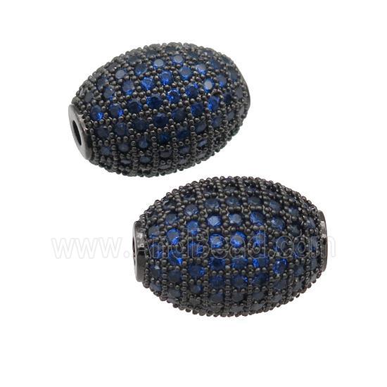 copper barrel Beads paved blue zircon, black plated