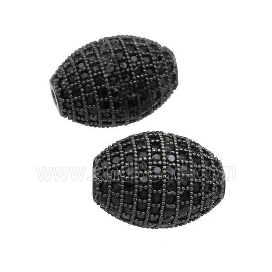 copper barrel Beads paved black zircon, black plated