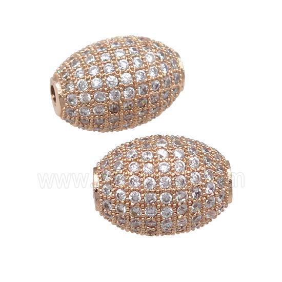 copper barrel Beads paved zircon, rose gold