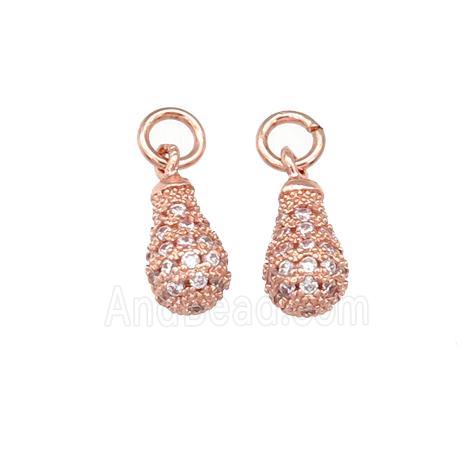 copper teardrop pendant paved zircon, rose gold