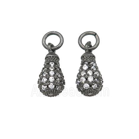 copper teardrop pendant paved zircon, black plated