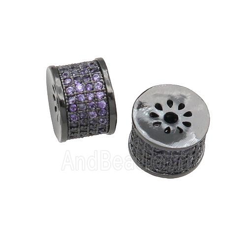 copper tube beads paved purple zircon, black plated