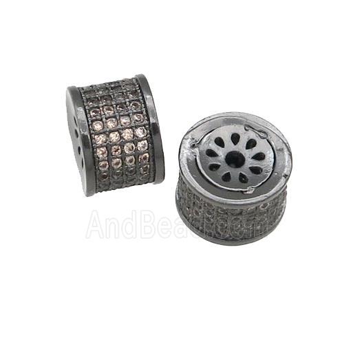 copper tube beads paved champagne zircon, black plated