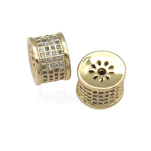 copper tube beads paved zircon, gold plated