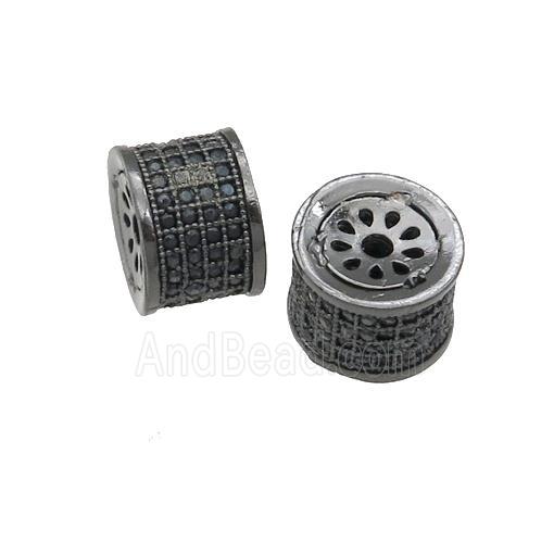 copper tube beads paved zircon, black plated