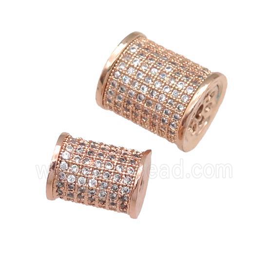 copper tube beads paved zircon, rose gold