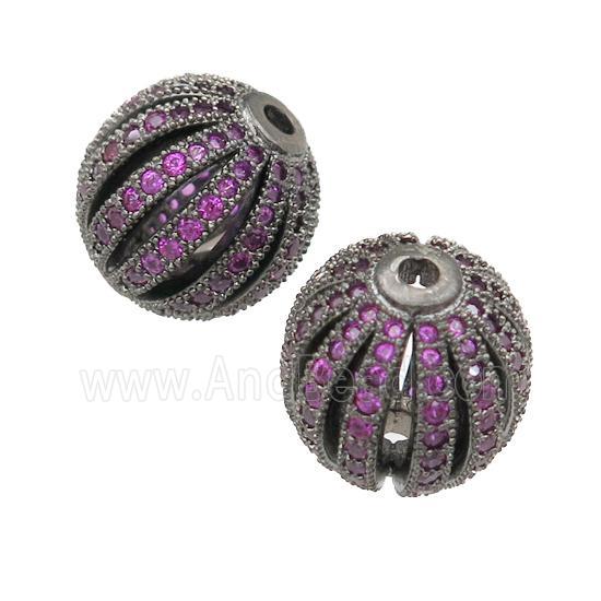 copper pumkin beads pave hotpink zircon, black plated