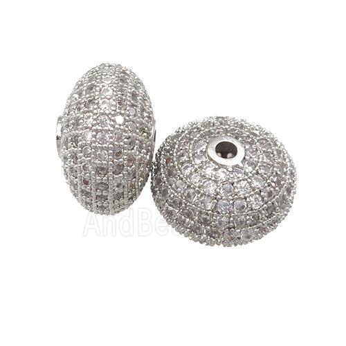 copper rondelle beads pave zircon, platinum plated