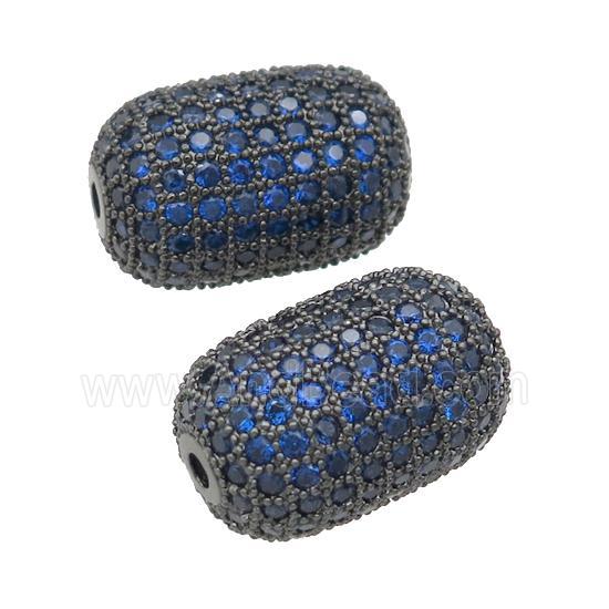 copper barrel Beads pave blue zircon, black plated