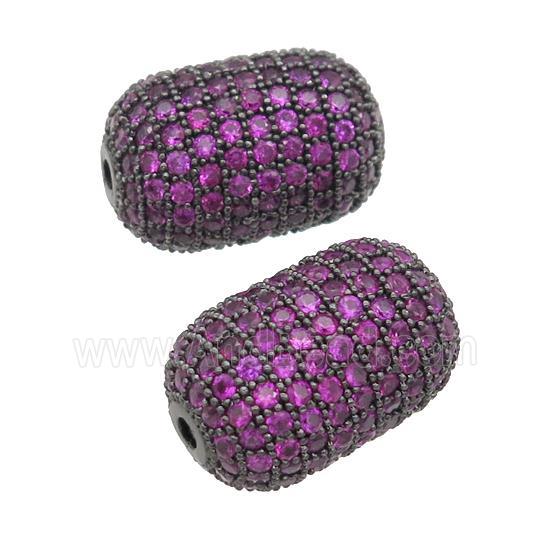 copper barrel Beads pave hotpink zircon, black plated