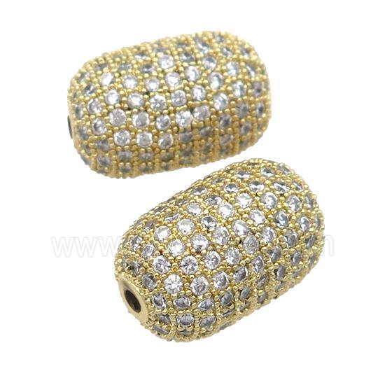 copper barrel Beads pave zircon, gold plated