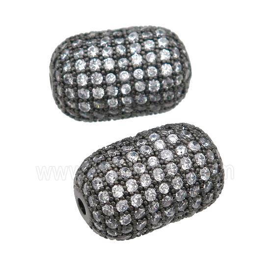 copper barrel Beads pave zircon, black plated