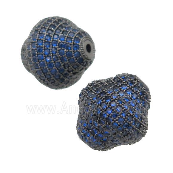 copper bicone beads pave blue zircon, black plated