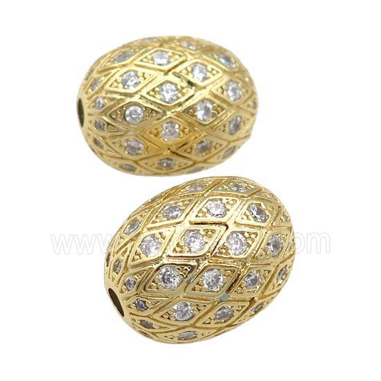 copper barrel Beads paved zircon, gold plated