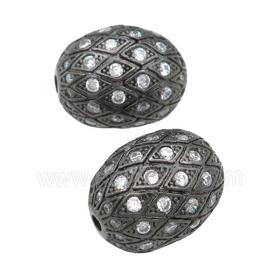 copper barrel Beads paved zircon, black plated