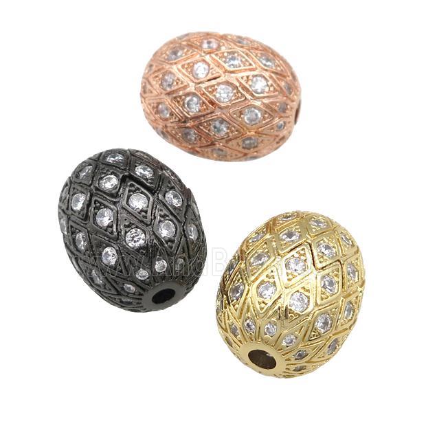 copper barrel spacer Beads paved zircon, mixed