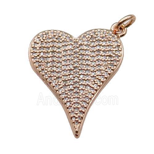 copper heart pendant pave zircon, rose gold