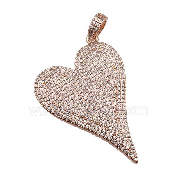 copper heart pendant pave zircon, rose gold