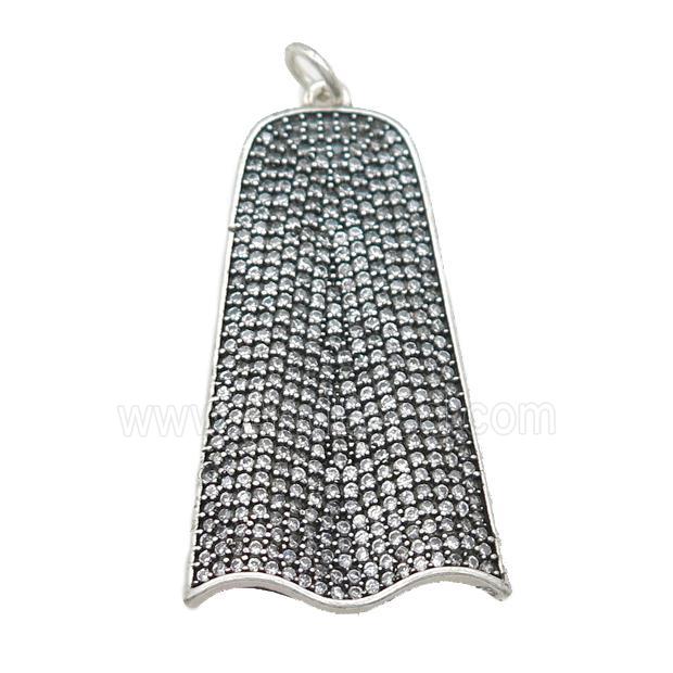copper cloak charm pave zircon, antique silver