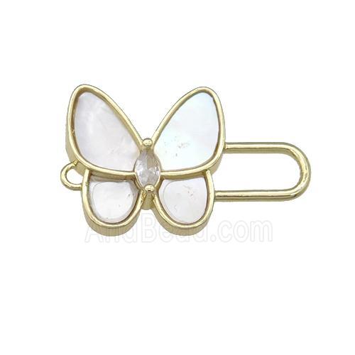 copper Butterfly connector pave shell, gold plated