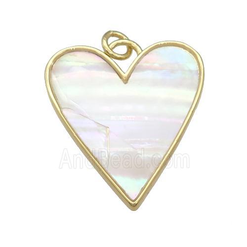 copper Heart pendant paved shell, gold plated