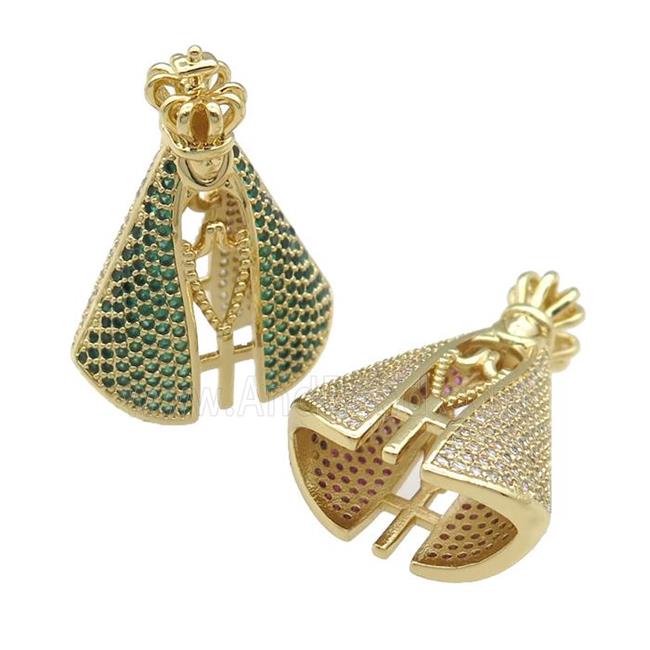 copper empress charm pendant paved green zircon, gold plated