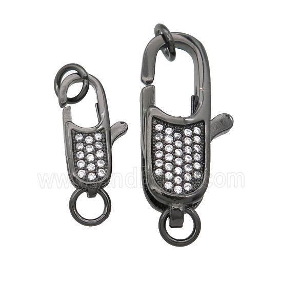 copper Lobster Clasp paved zircon, black plated