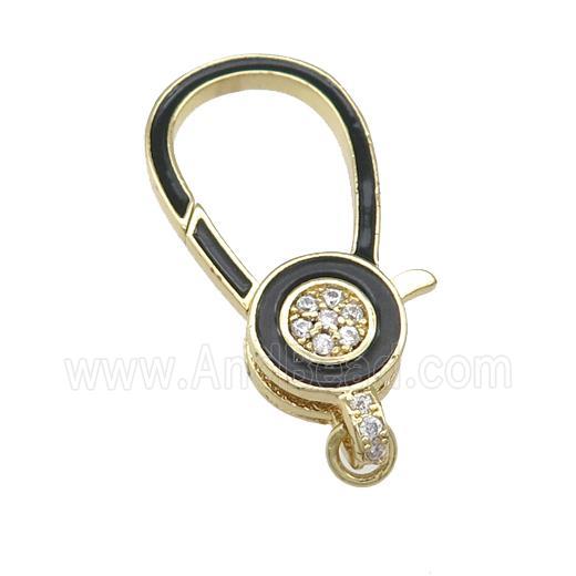 copper Lobster Clasp paved zircon, gold plated