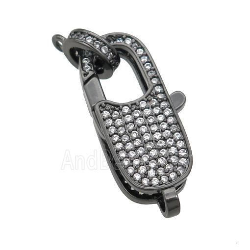 copper Lobster Clasp paved zircon, black plated