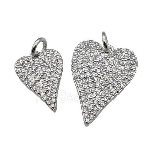copper Heart pendant pave zircon, platinum plated